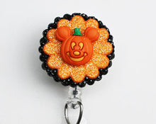 Load image into Gallery viewer, Halloween Mickey Mouse Pumpkin Retractable ID Badge Reel