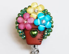Load image into Gallery viewer, Pot of Lovely Flowers Retractable ID Badge Reel