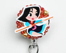 Load image into Gallery viewer, Princess Warrior Mulan Retractable ID Badge Reel