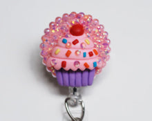 Load image into Gallery viewer, Pink Sprinkles Cupcake Retractable ID Badge Reel