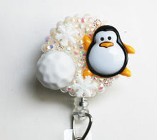Load image into Gallery viewer, Winter Penguin Retractable ID Badge Reel
