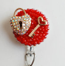 Load image into Gallery viewer, Key To My Bling Heart Retractable ID Badge Reel
