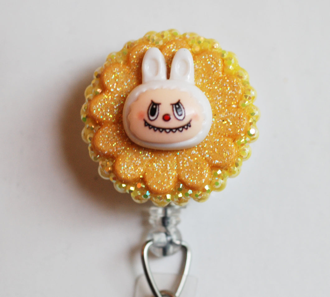 Labubu On Yellow Retractable ID Badge Reel