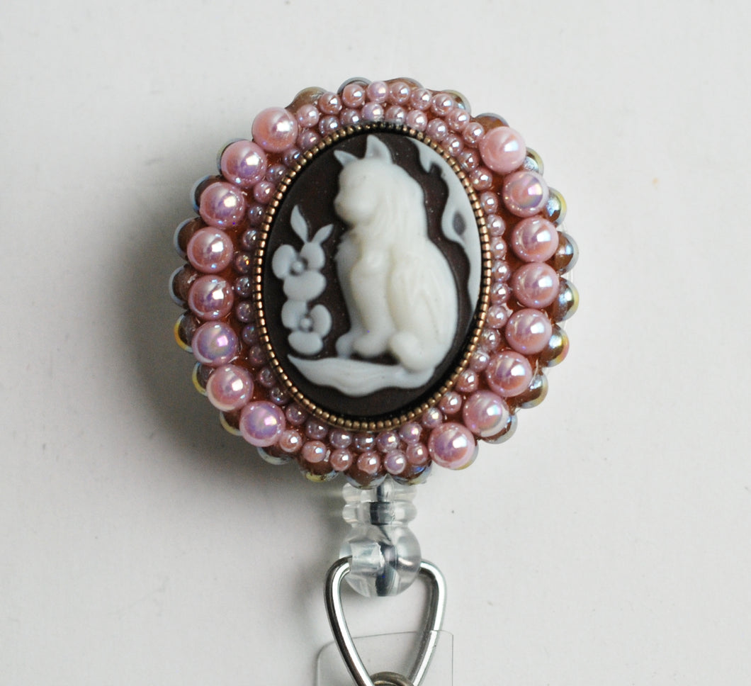 Cat Cameo Retractable ID Badge Reel