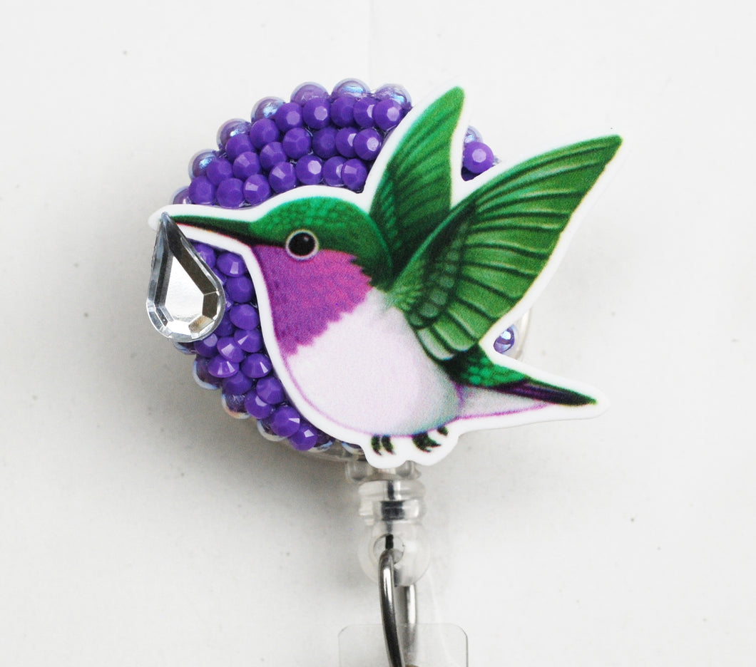 Sweet Hummingbird Retractable ID Badge Reel