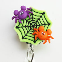 Load image into Gallery viewer, Mickey Mouse Halloween Spiders On Felt Retractable ID Badge Reels
