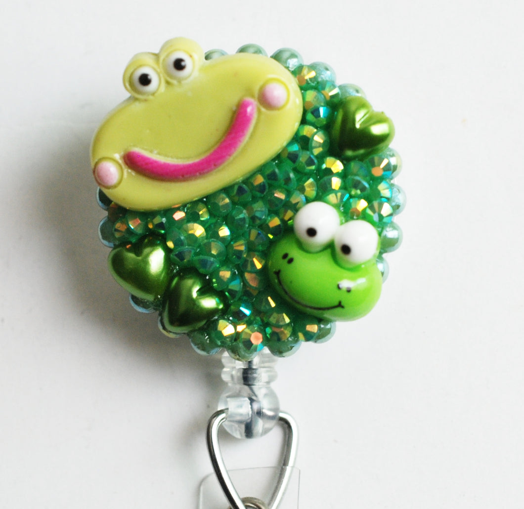 Mama And Baby Frog Retractable ID Badge Reel