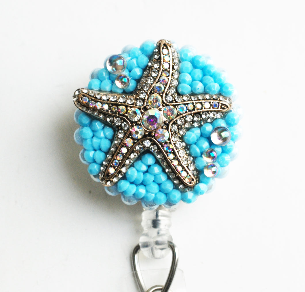 Blingy Starfish Retractable ID Badge Reel