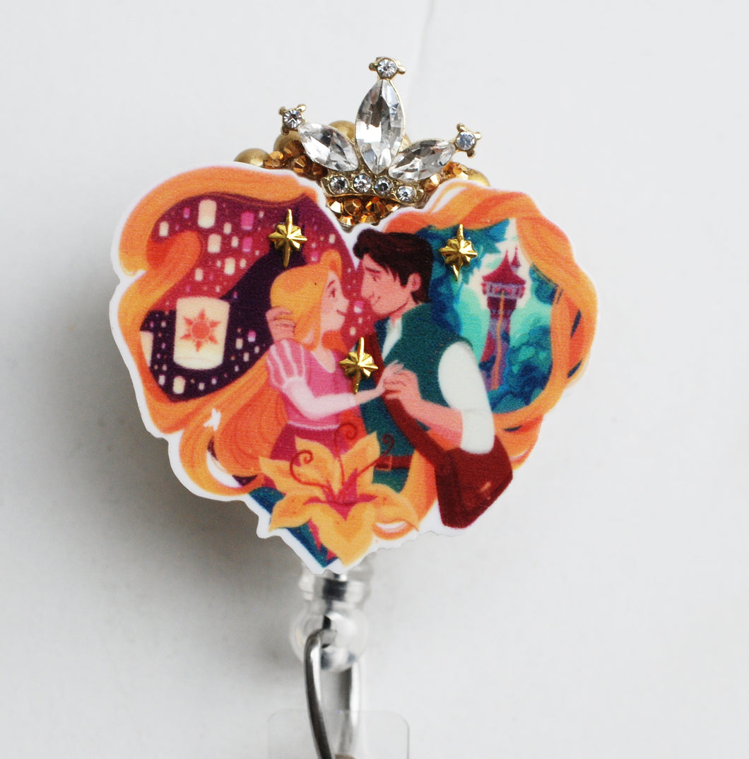 Disney's Princess Rapunzel And Prince Flynn Rider Retractable ID Badge Reel