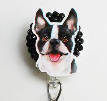 Load image into Gallery viewer, Boston Terrier Retractable ID Badge Reel
