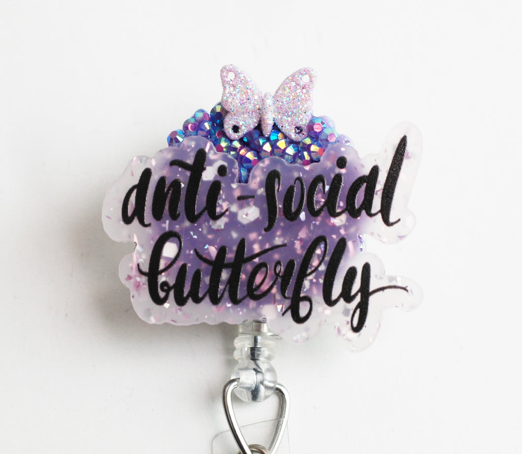 Anti-Social Butterfly Retractable ID Badge Reel