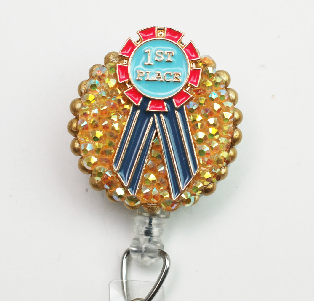 First Place Ribbon Retractable ID Badge Reel