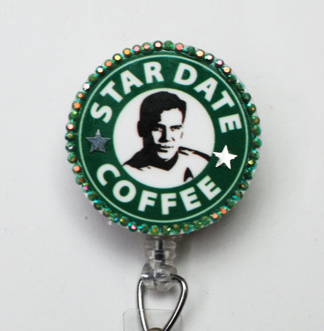 Star Date Coffee Retractable ID Badge Reel