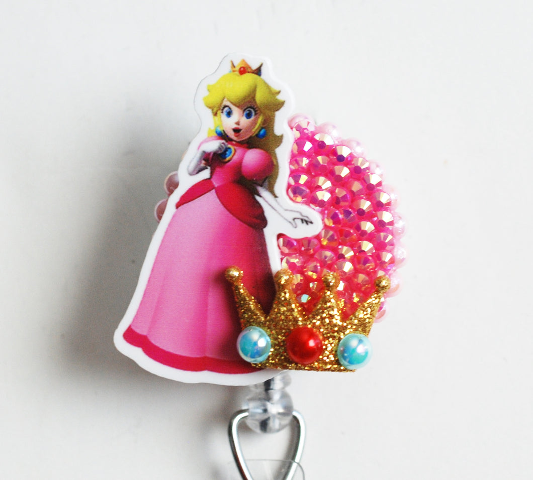 Princess Peach Retractable ID Badge Reel