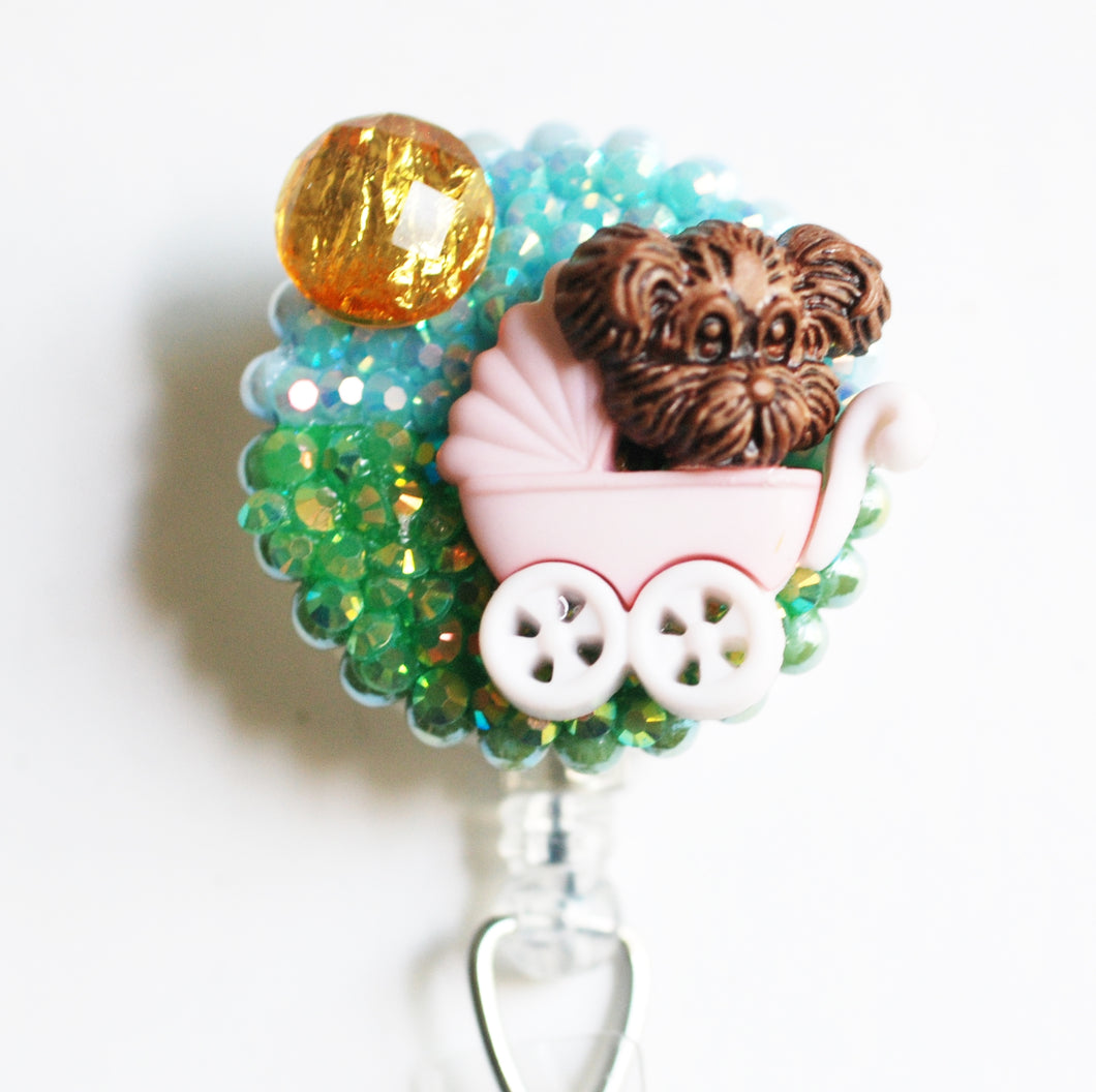 Dog Stroller Retractable ID Badge Reel