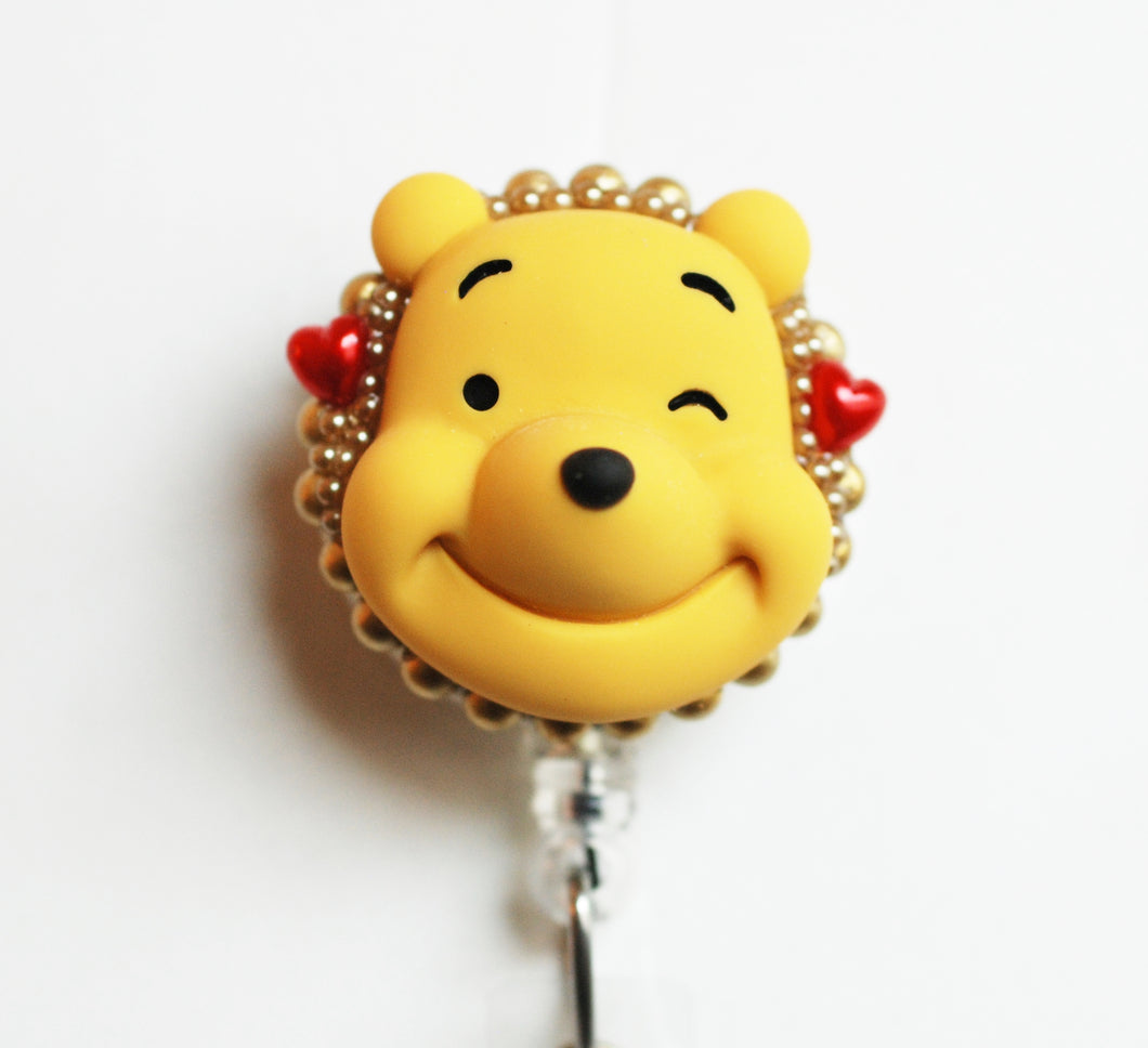 Winking Winnie The Pooh Retractable ID Badge Reel