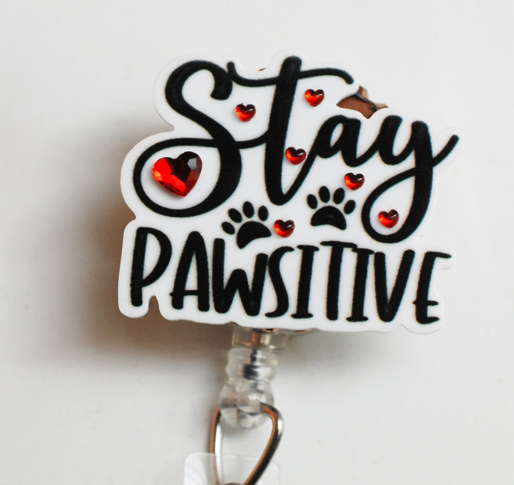 Stay Pawsitive Retractable ID Badge Reel