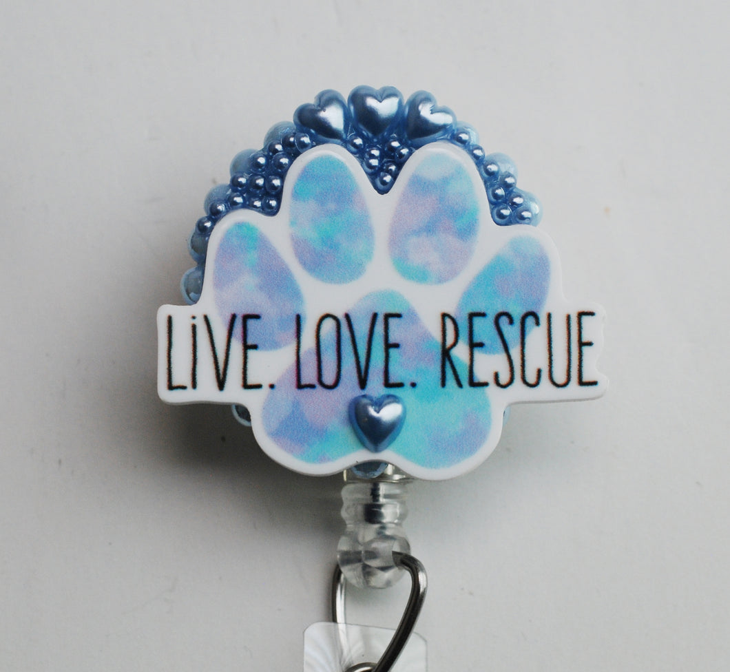 Live Love Rescue Retractable ID Badge Reel