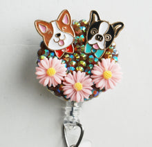 Load image into Gallery viewer, Dogs In Spring Time Retractable ID Badge Reel
