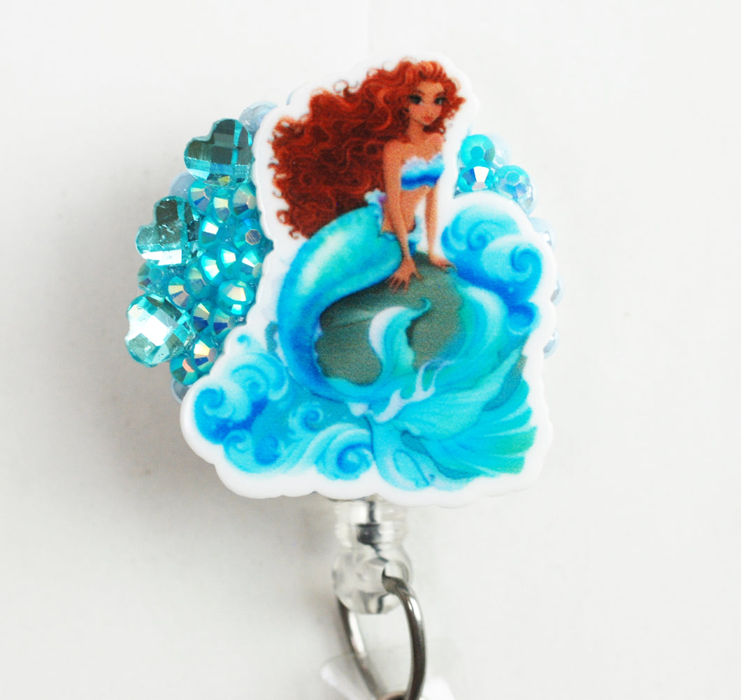 Little Mermaid Retractable ID Badge Reel