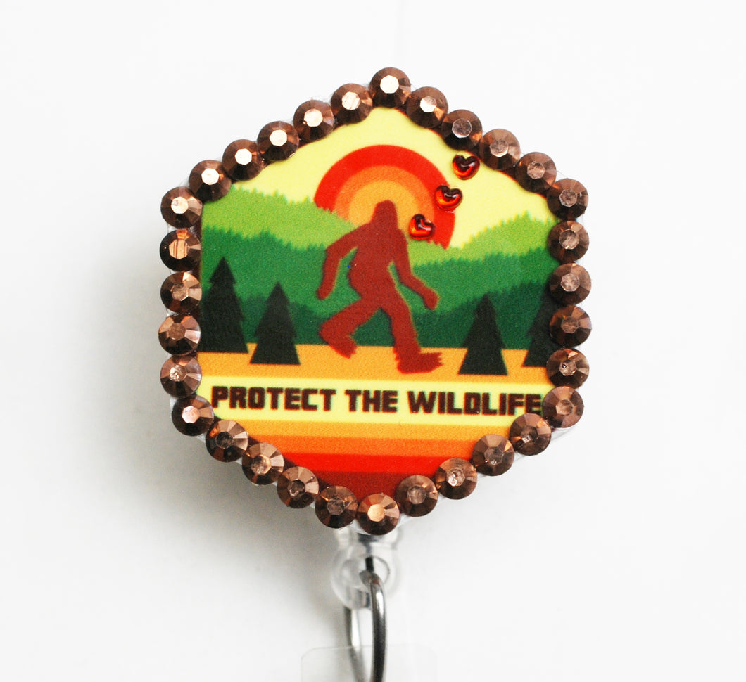 Big Foot Protect The Wildlife Retractable ID Badge Reel