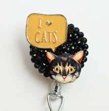 Load image into Gallery viewer, I love Cats Retractable ID Badge Reel
