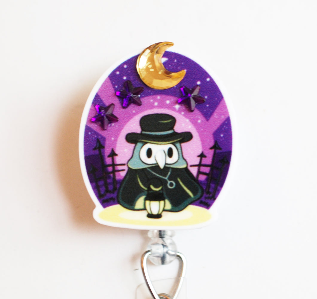 Plague Doctor Retractable ID Badge Reel