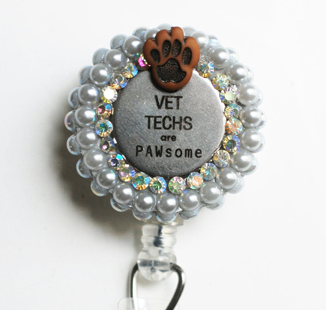 Vet Techs Are Pawsome Retractable ID Badge Reel