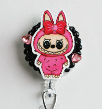 Load image into Gallery viewer, Labubu In Pink Retractable ID Badge Reel
