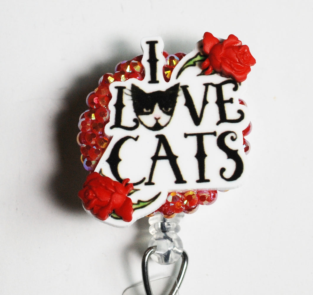 I Love Cats Retractable ID Badge Reel