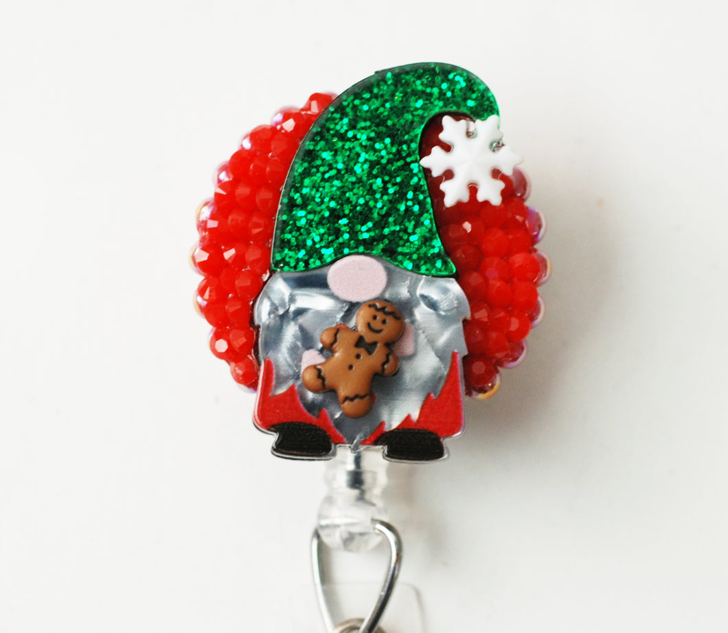 Chirstmas GingerBread Gnome Retractable ID Badge Reel