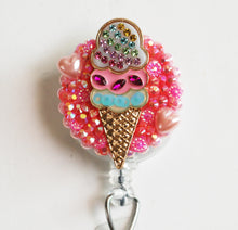 Load image into Gallery viewer, Bling Ice Cream Retractable ID Badge Reel

