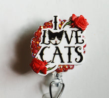 Load image into Gallery viewer, I Love Cats Retractable ID Badge Reel
