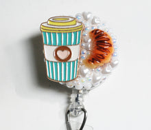 Load image into Gallery viewer, Coffee And A Croissant Retractable ID Badge Reel
