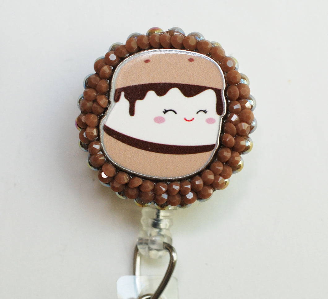 Smores Squishmallow Retractable ID Badge Reel