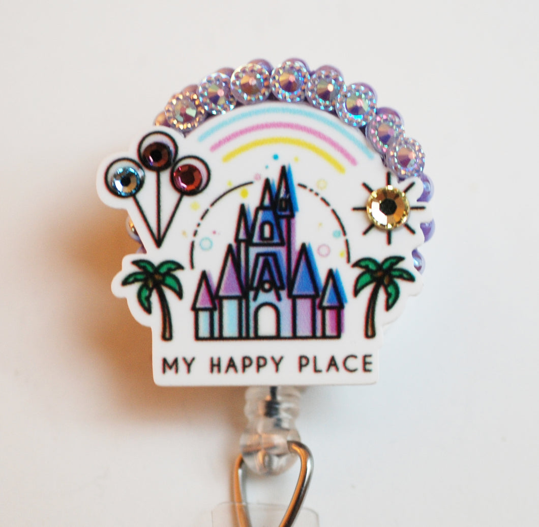 Disneyland My Happy Place Retractable ID Badge Reel