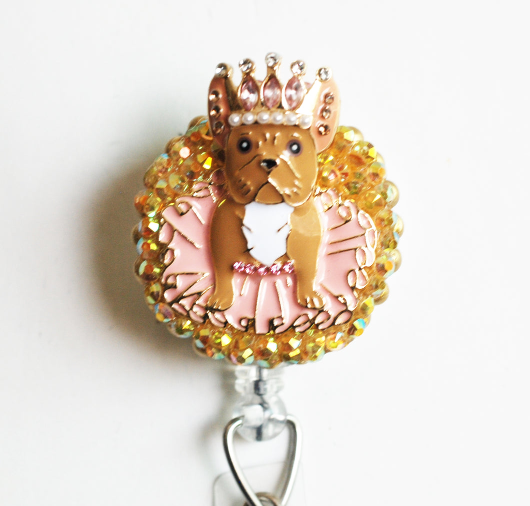Bulldog Princess Retractable ID Badge Reel