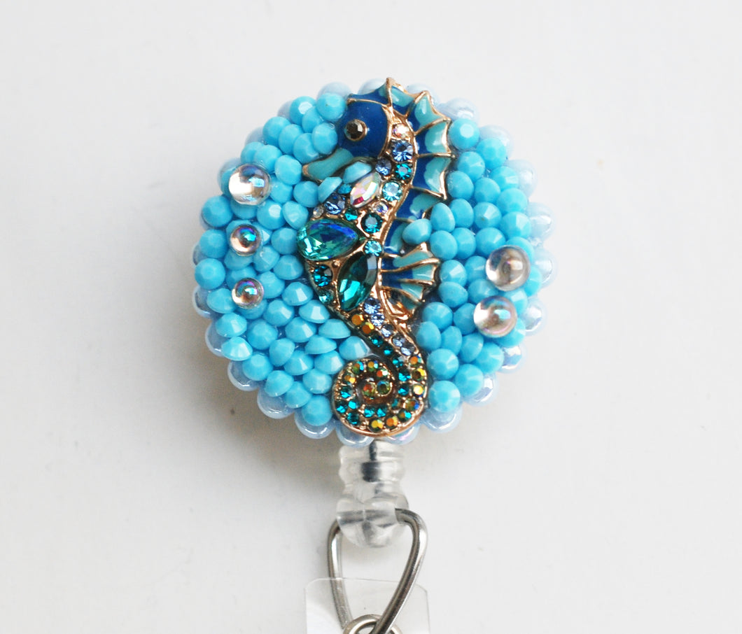 Be-Jeweled Seahorse Retractable ID Badge Reel