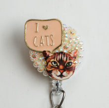 Load image into Gallery viewer, I Heart Cats Retractable ID Badge Reel
