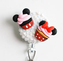 Load image into Gallery viewer, Mickey And Minnie Mouse Cupcakes Retractable ID Badge Reel
