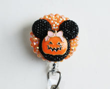 Load image into Gallery viewer, Mickey Mouse Girly Pumpkin Retractable ID Badge Reel
