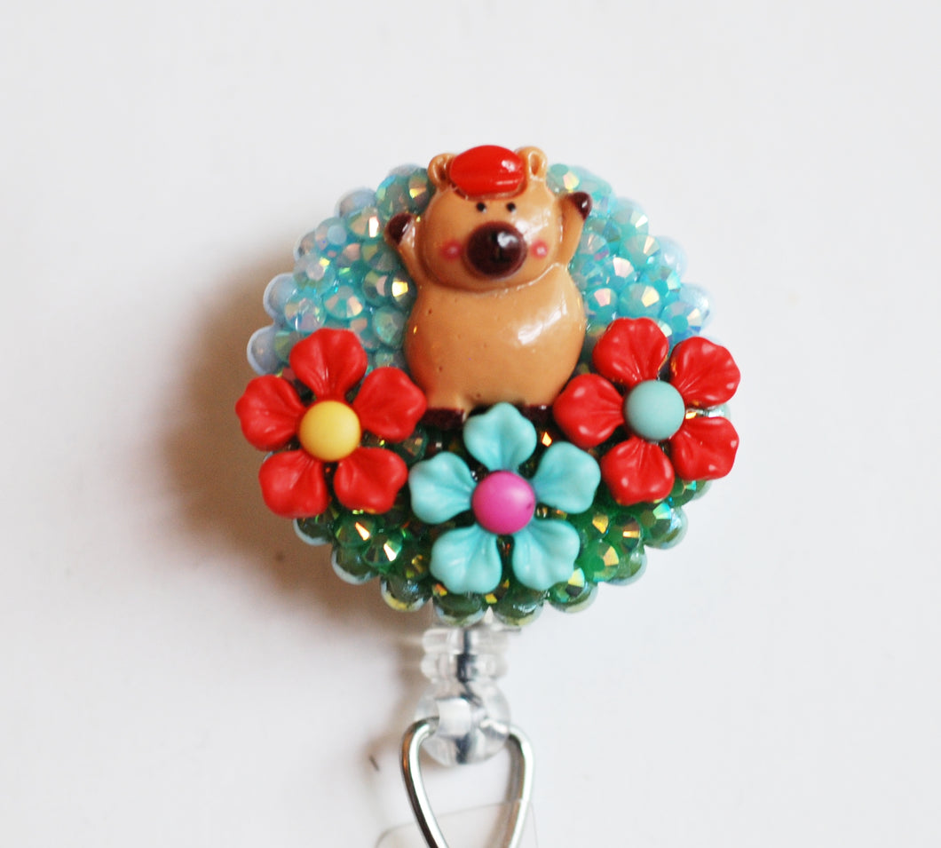 Capybara Happiness Retractable ID Badge Reel