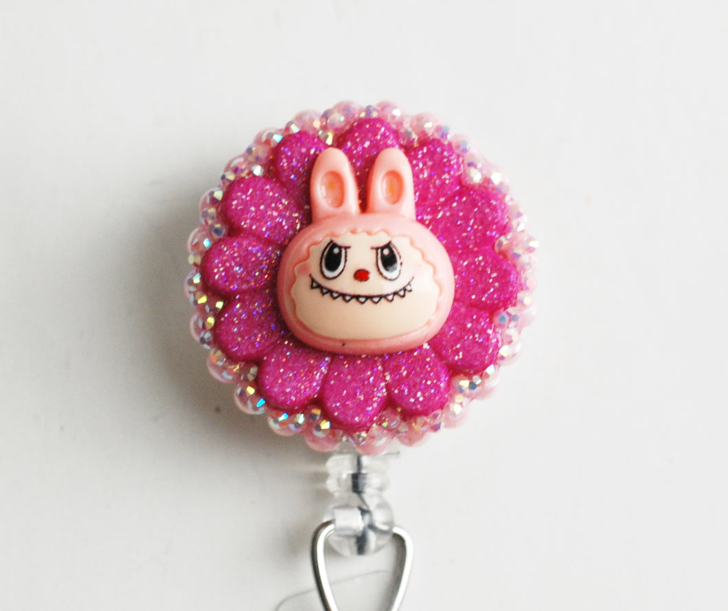 Labubu In Pink Retractable ID Badge Reel