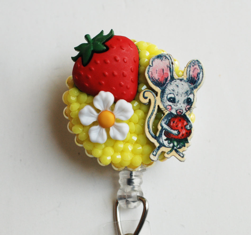 Lover Of Strawberries Retractable ID Badge Reel