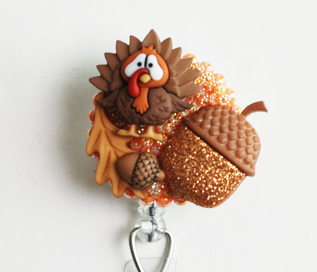Thanksgiving Turkey Retractable ID Badge Reel
