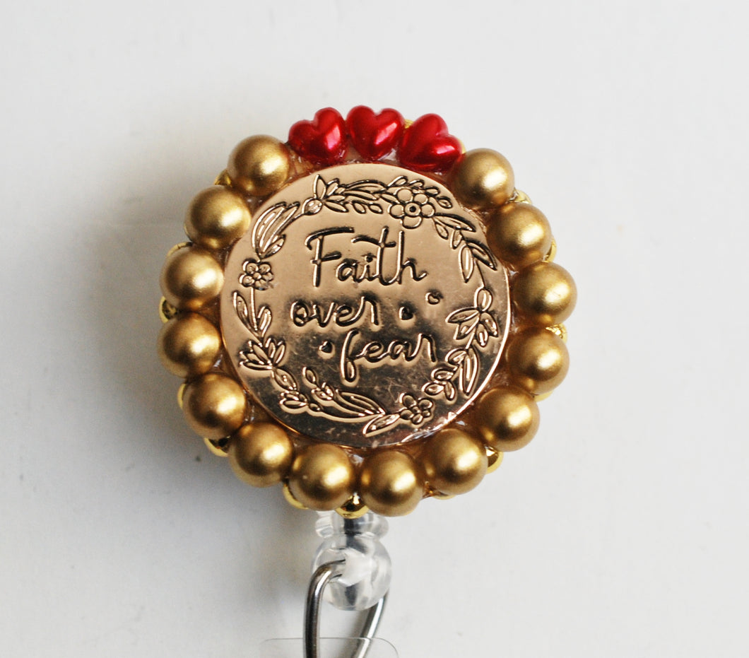 Faith Over Fear Retractable ID Badge Reel