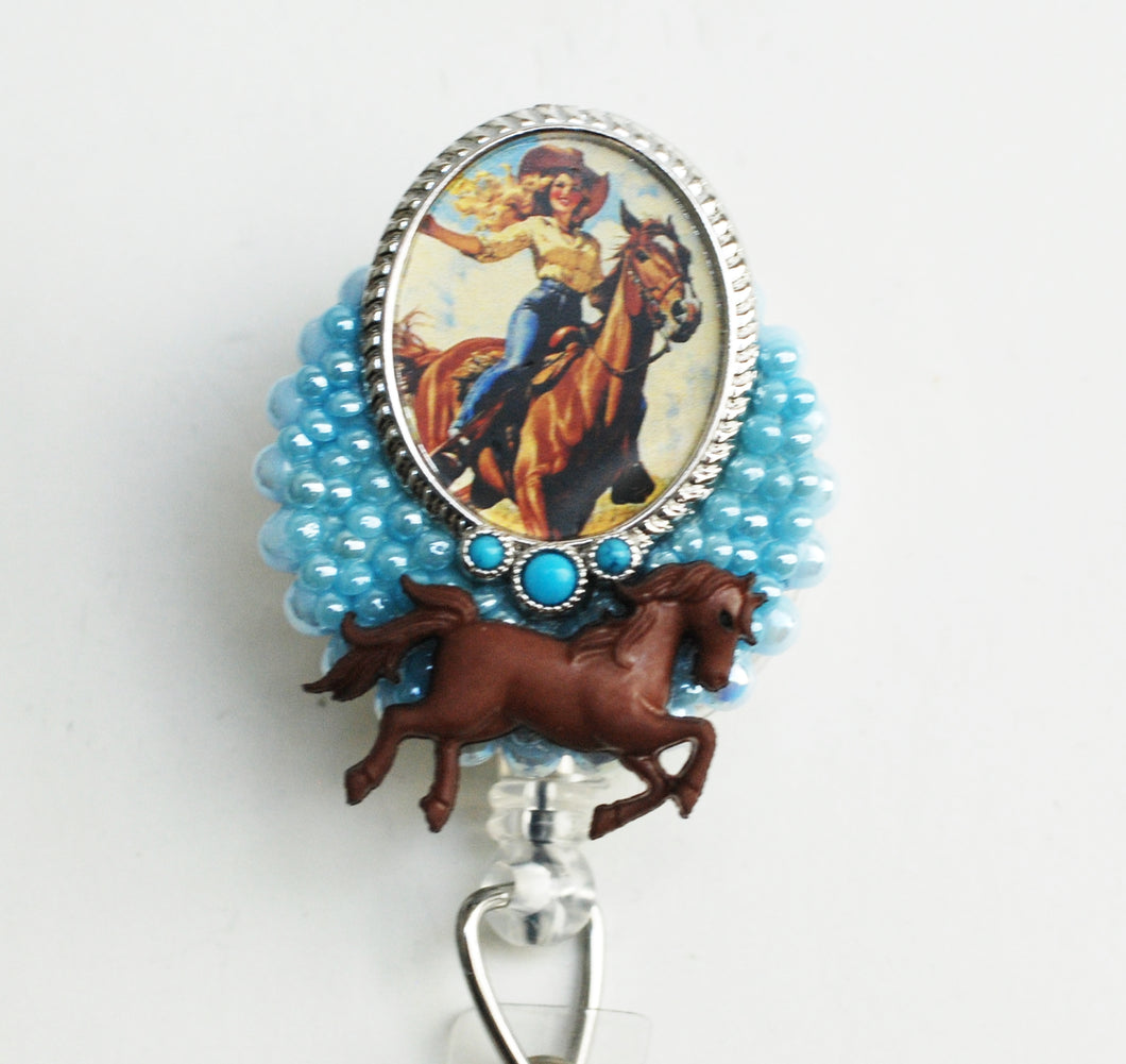 Cowgirl Cameo Retractable ID Badge Reel