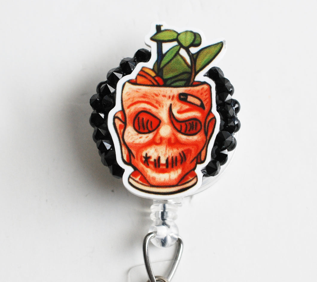 Zombie Tiki Mug Retractable ID Badge Reel