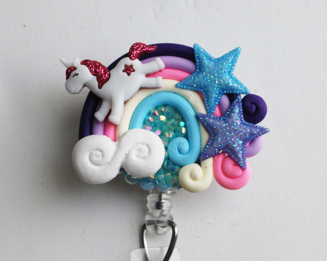 Unicorn And A Rainbow Retractable ID Badge Reel