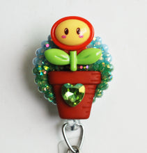 Load image into Gallery viewer, Mario Bros Fire Flower Retractable ID Badge Reel
